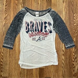 Atlanta Braves Women’s Burnout Baseball T shirt, Large